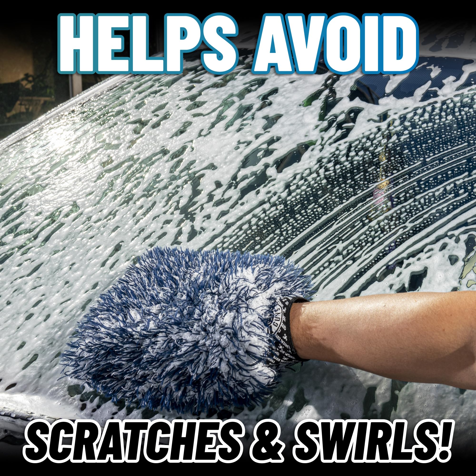 Chemical Guys The Dually long blue fibers trap dust during dry interior dusting.