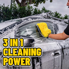 Two-pack mitts with elastic cuff ensure secure grip during car washes
