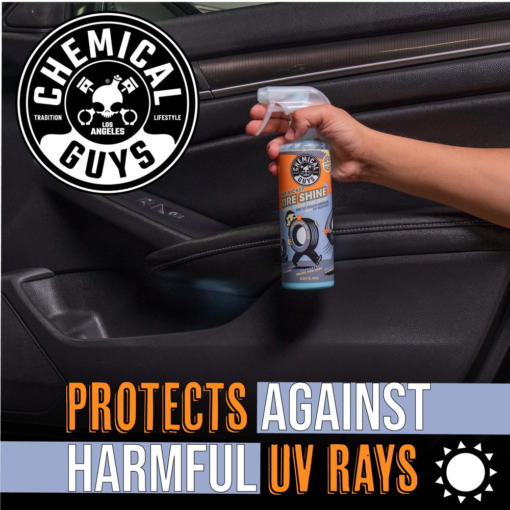 Chemical Guys Tire Kicker sprayable tire shine adapts to boats and RVs with versatile shine