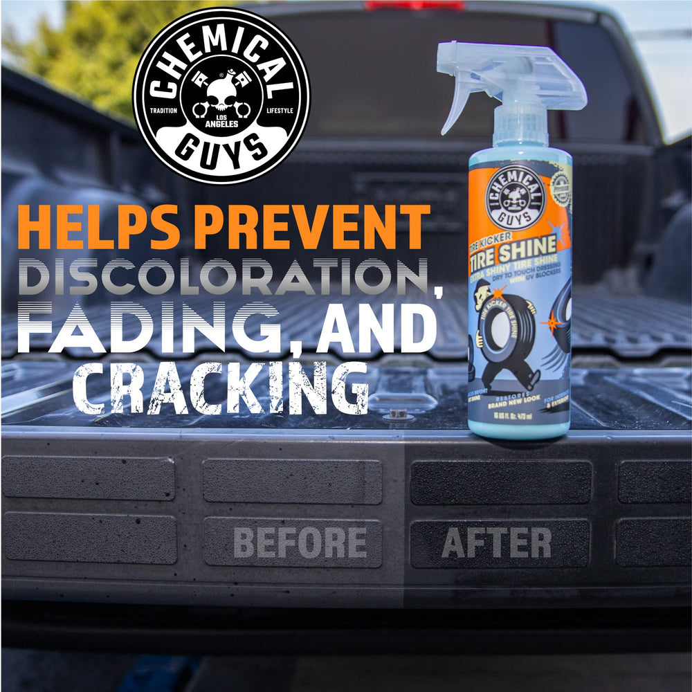 Chemical Guys Tire Kicker sprayable tire shine enhances engine bay plastics for a clean look