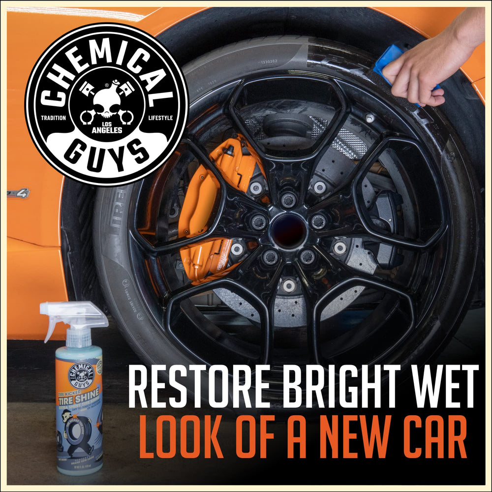 Chemical Guys Tire Kicker sprayable tire shine guards weatherstripping against fading and cracking