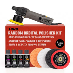 Chemical Guys TORQX polisher in action for smooth, controlled polishing.