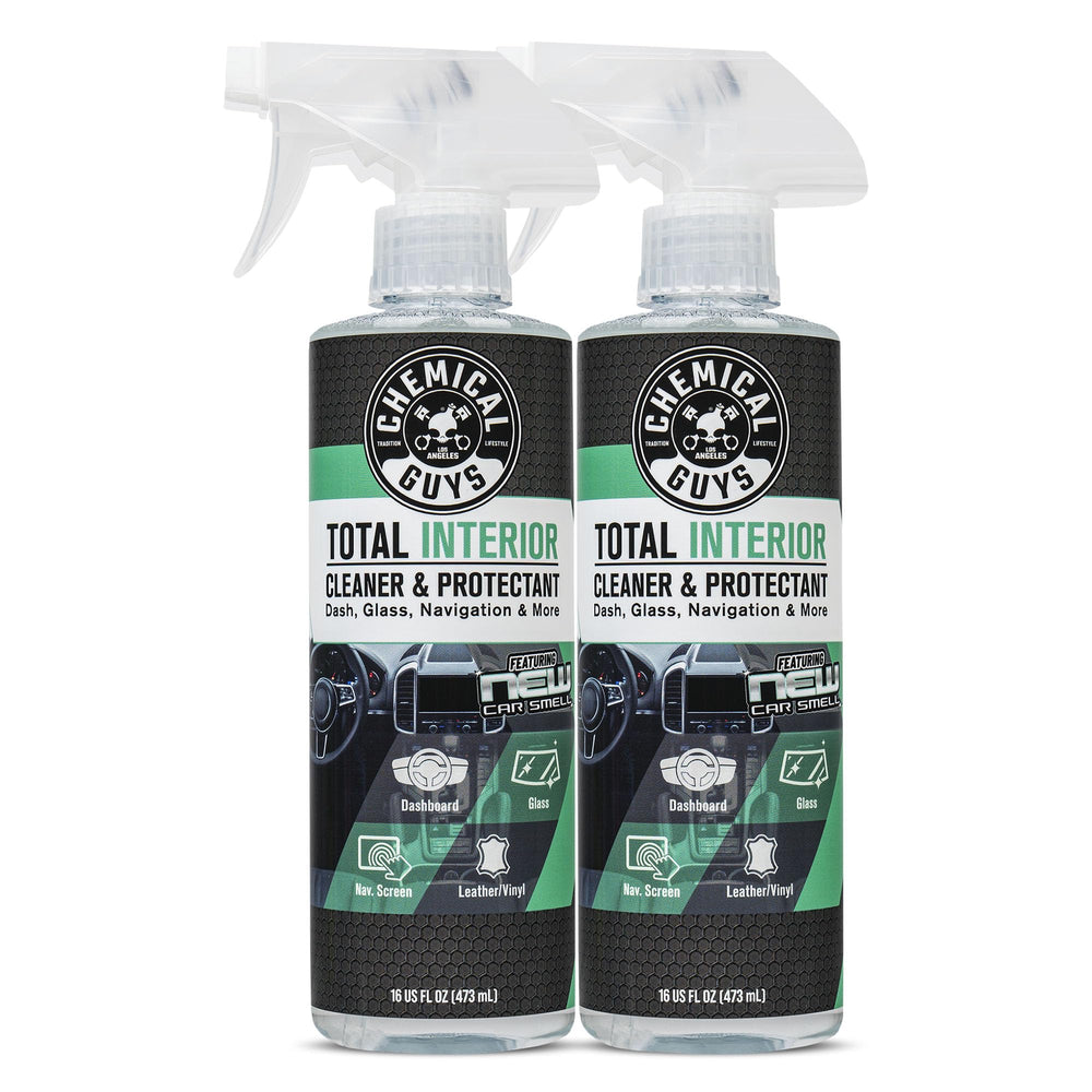 Chemical Guys Total Interior Cleaner bottle pour for easy on-the-go cleaning.