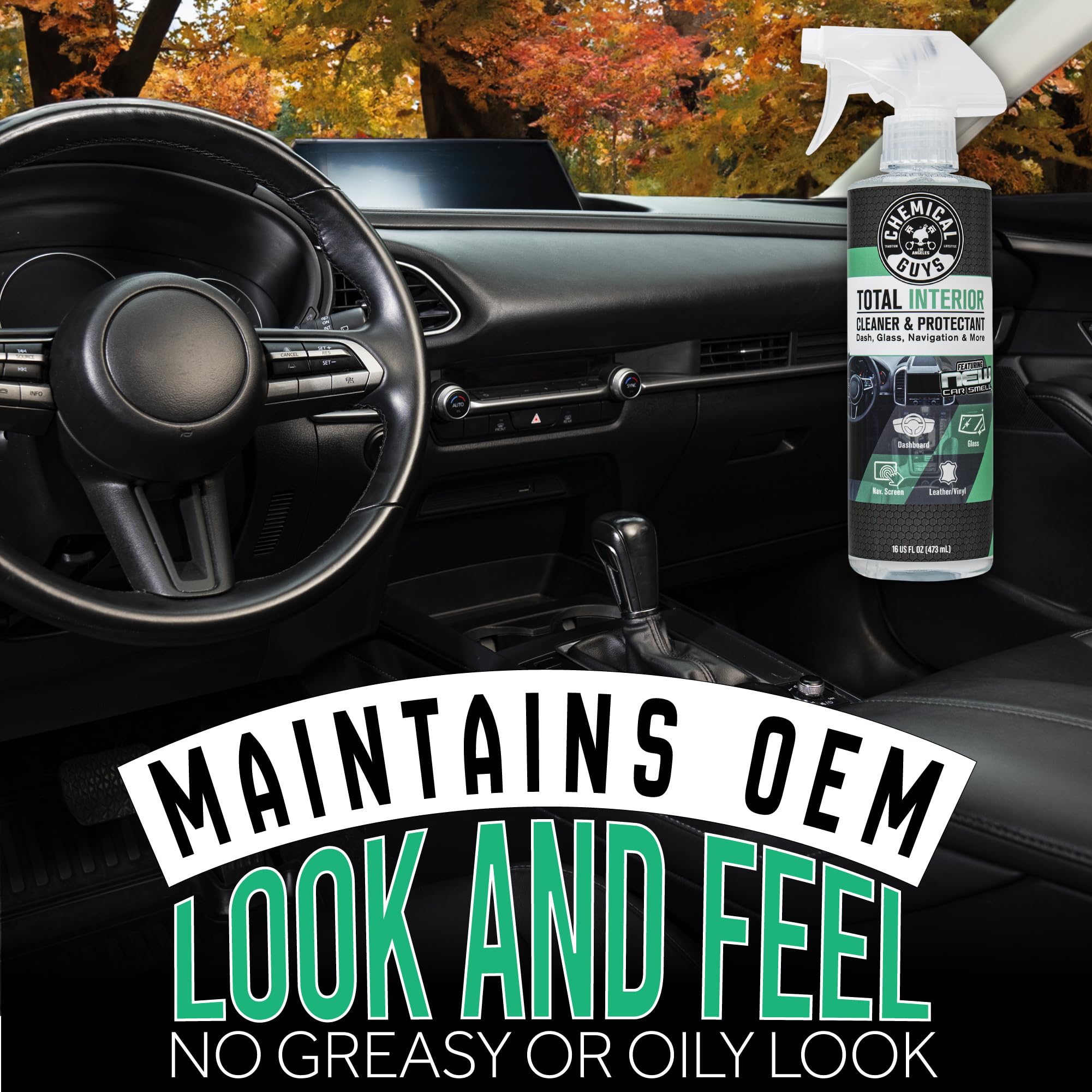 Chemical Guys Total Interior Cleaner creates a subtle New Car aroma.