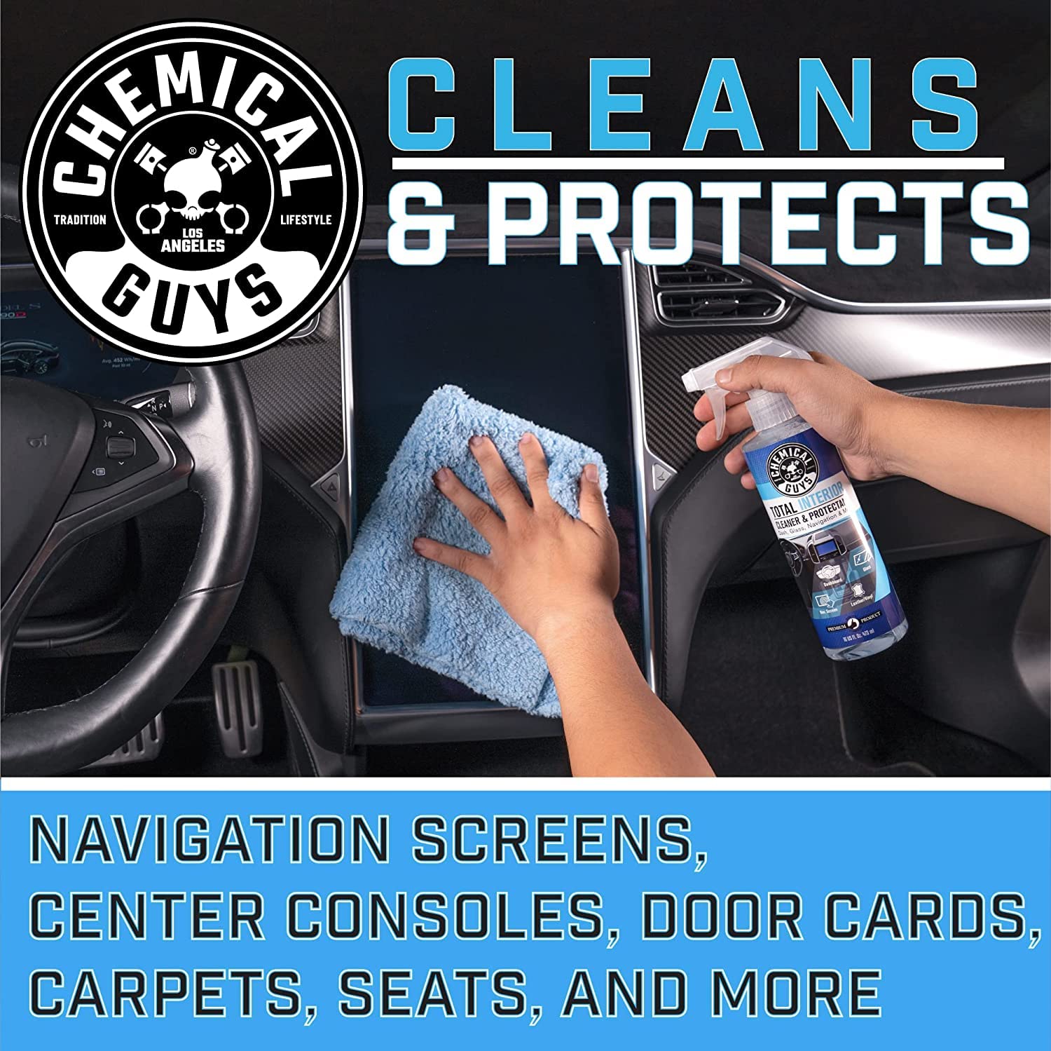 Chemical Guys Total Interior Cleaner dash clean on plastic surfaces