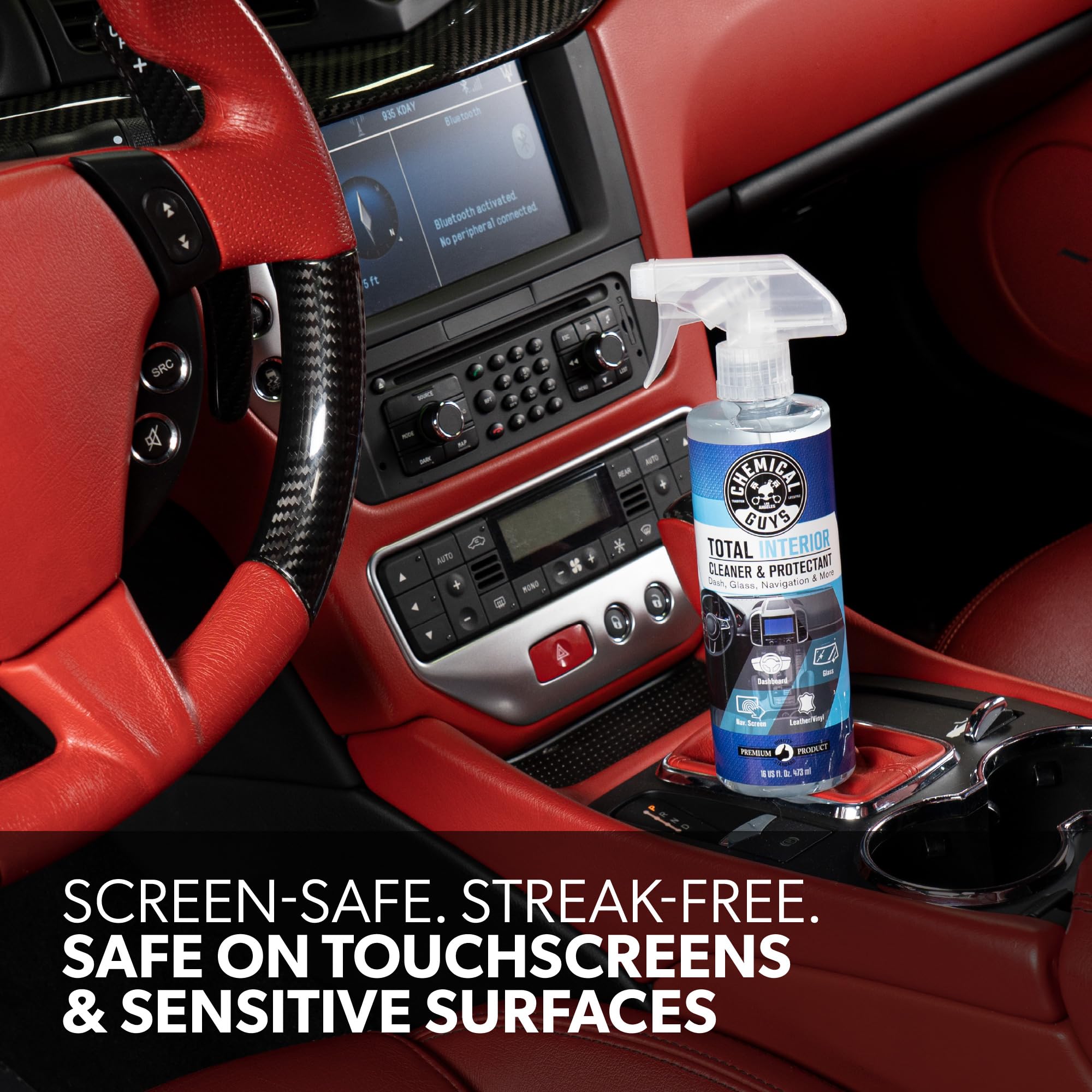 Chemical Guys Total Interior Cleaner on glass for streak-free clarity