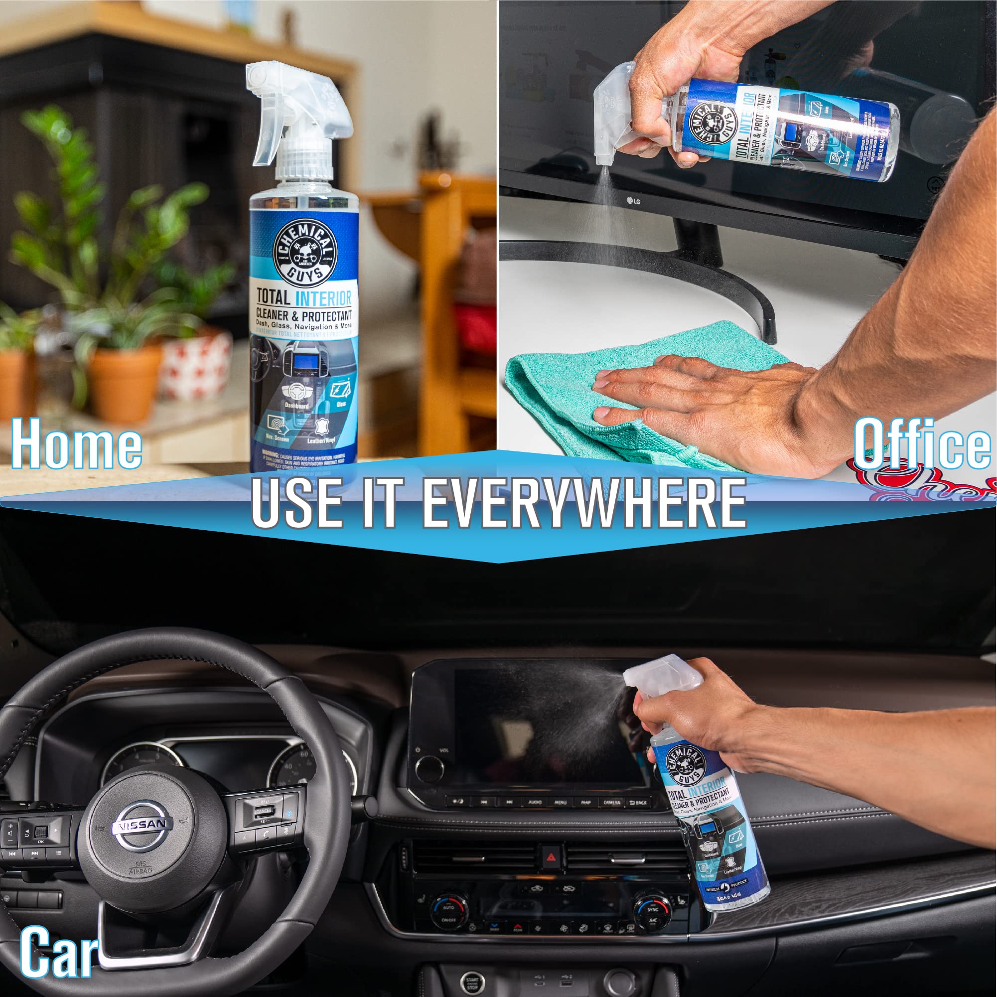 Chemical Guys Total Interior Cleaner cleans vinyl and plastic with a natural sheen