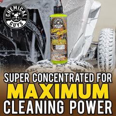Chemical Guys Tough Mudder foam cannon action with thick suds on vehicle