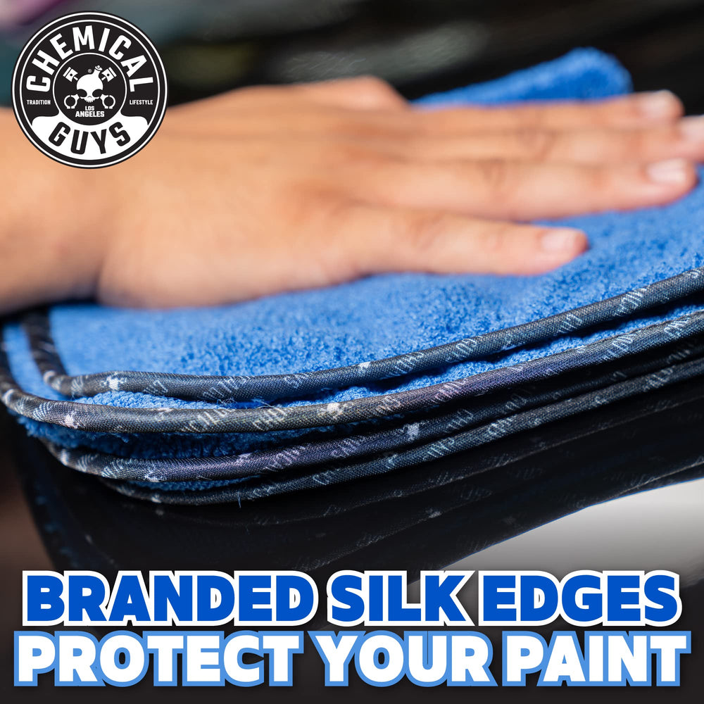 Chemical Guys professional-grade blue microfiber towel for scratch-free detailing