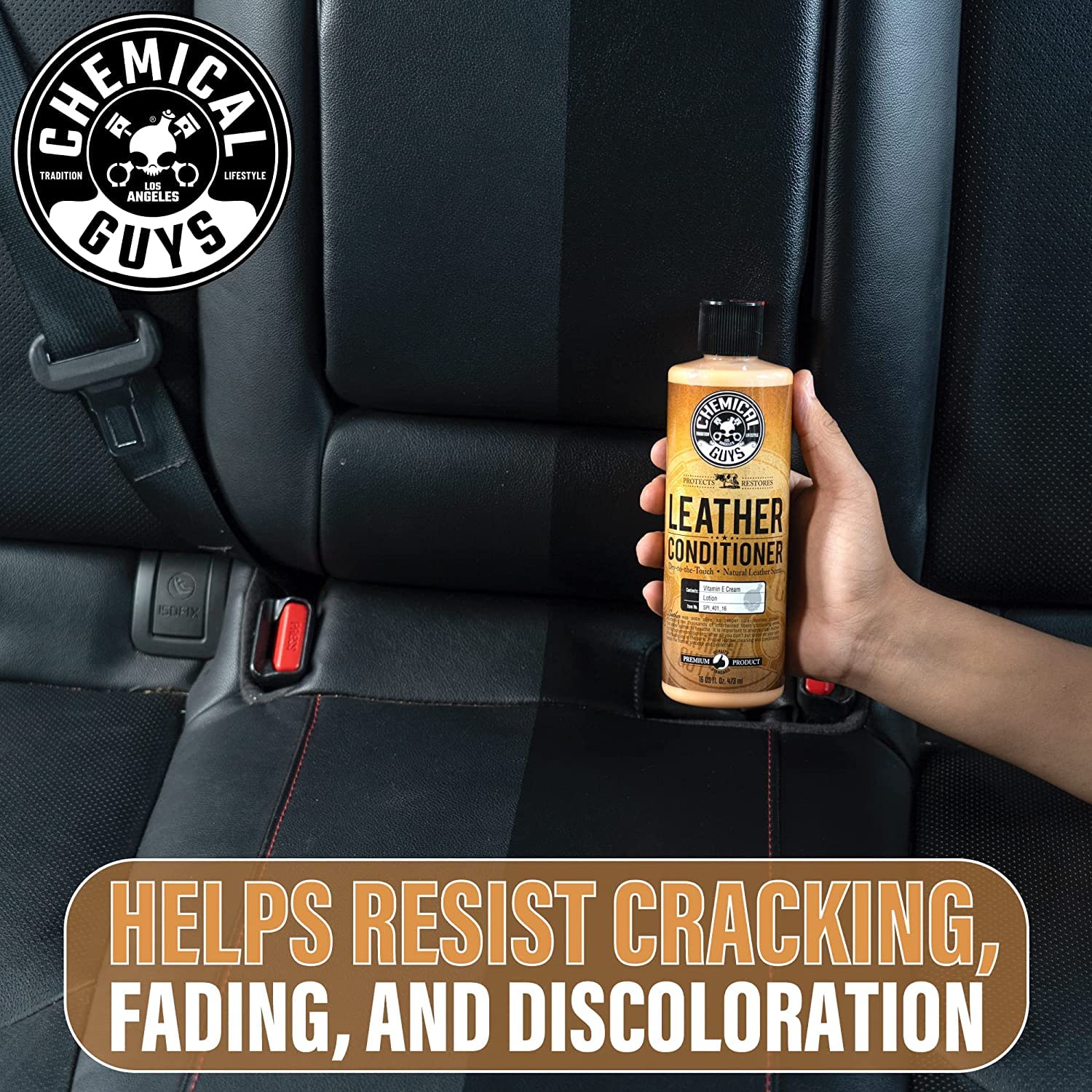 Chemical Guys Vintage Series Leather Conditioner applied with microfiber cloth for even absorption