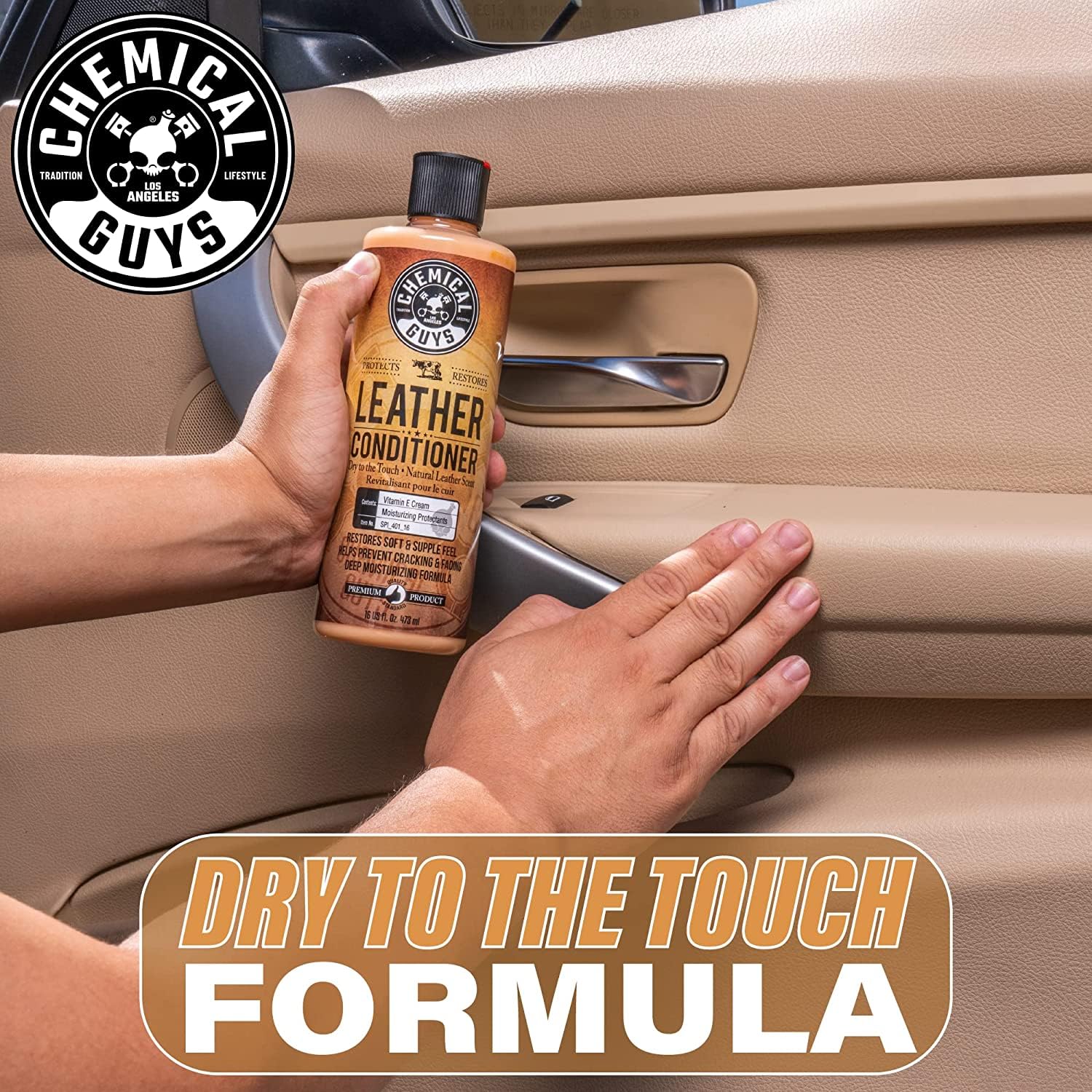 Dash and steering wheel treated with Leather Conditioner for a uniform appearance