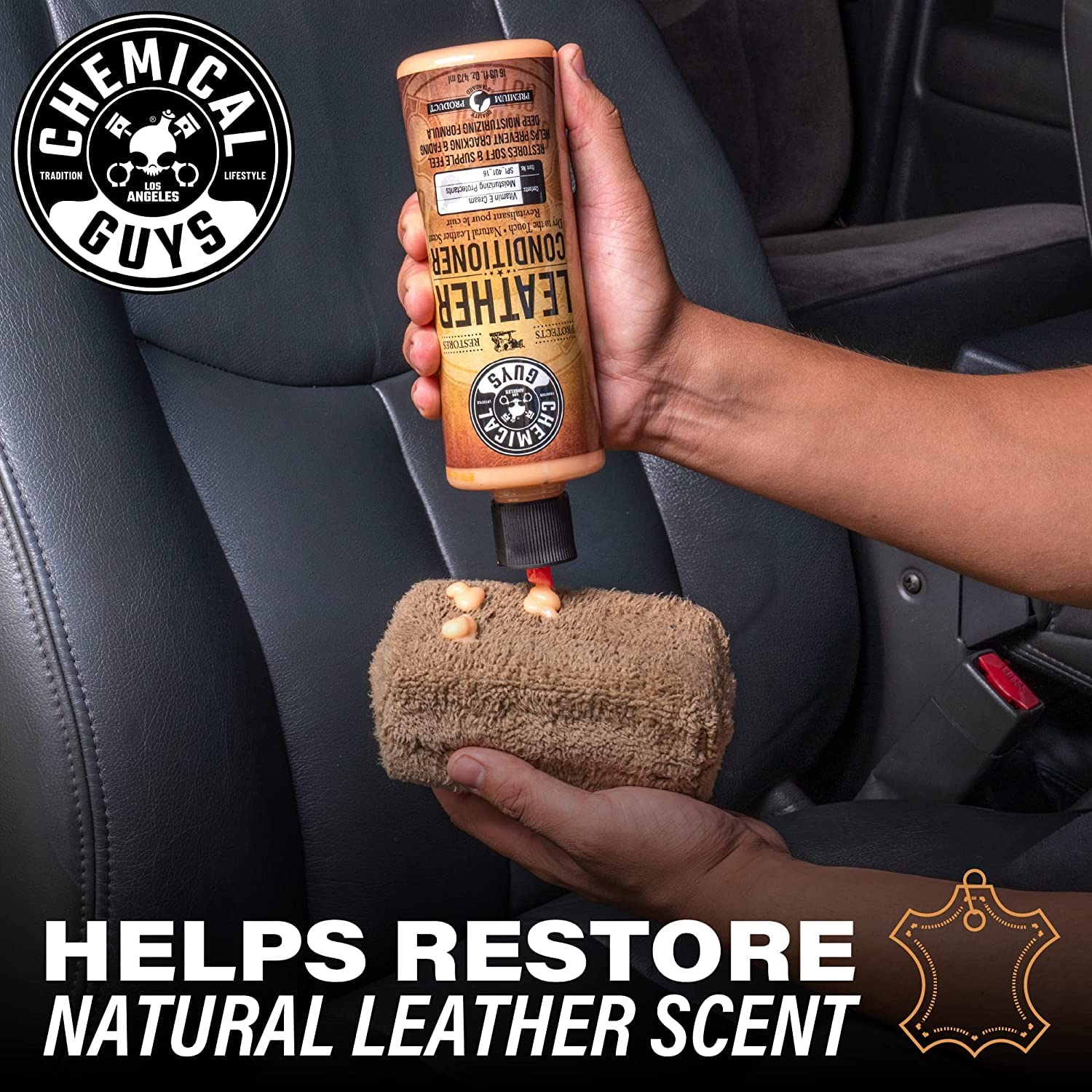 Sporting gear leather protected and revived after applying Chemical Guys conditioner