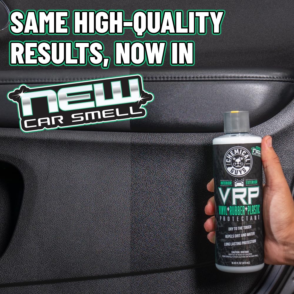 Chemical Guys VRP deep-black shine on plastic trim after treatment.