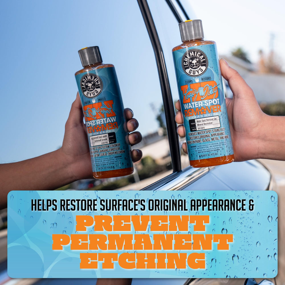 Chemical Guys water spot remover gel on glass surface clears mineral marks
