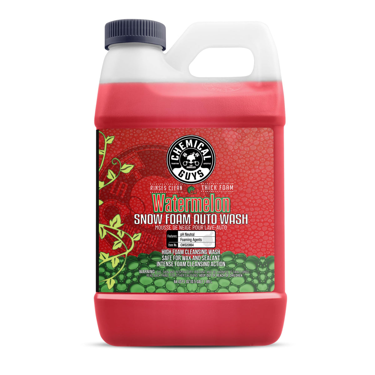 Chemical Guys Watermelon Snow Foam bottle ready for foam cannon wash.