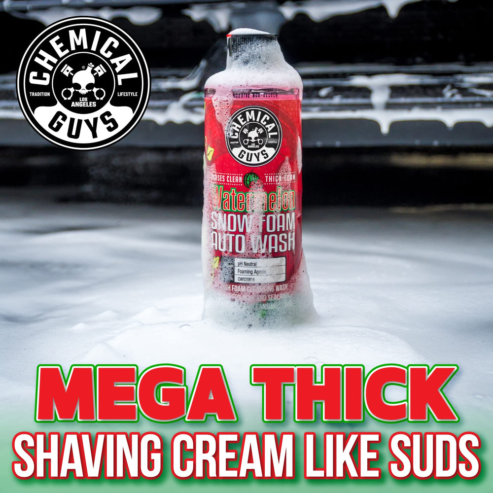 Watermelon Snow Foam car wash suds covering a vehicle surface safely