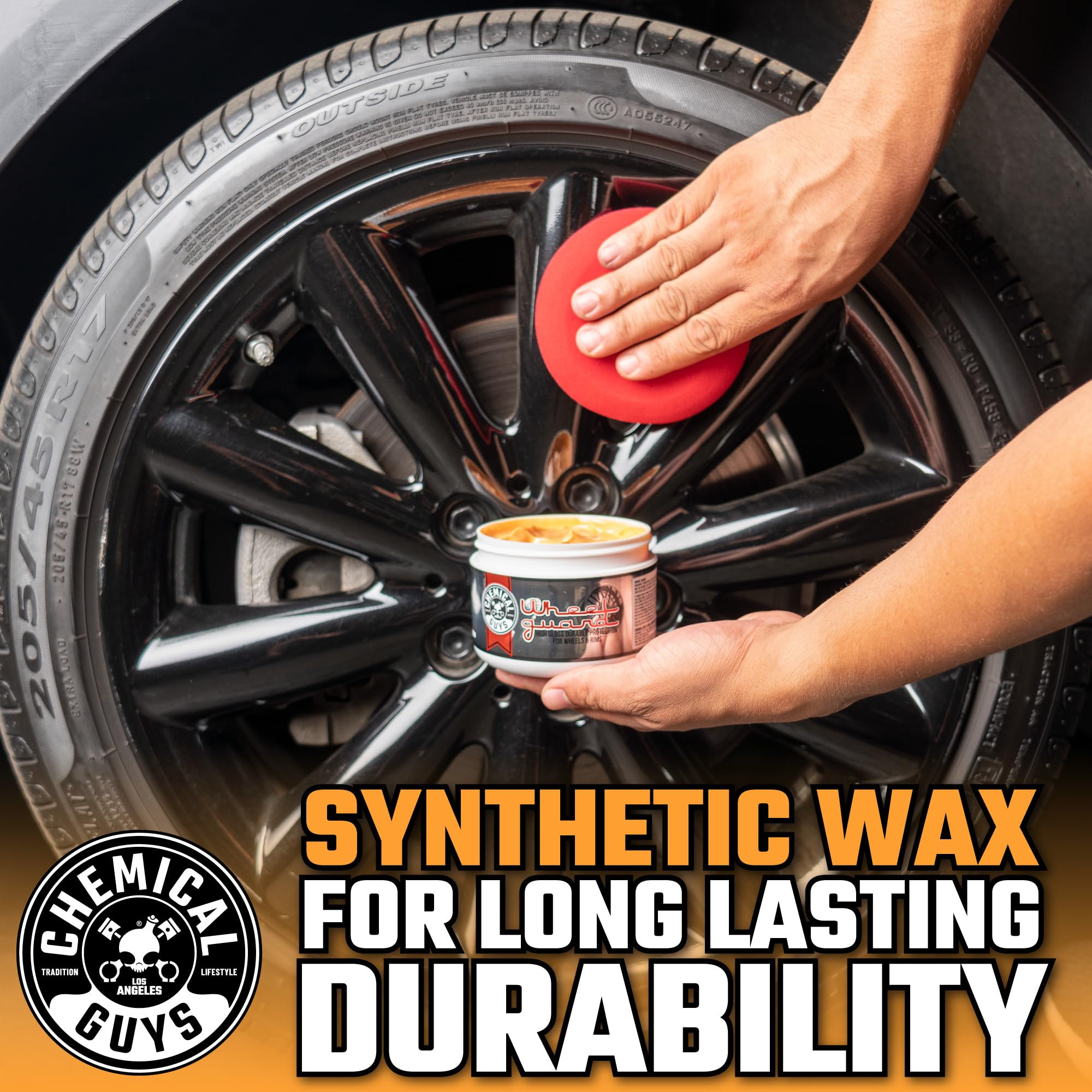 Wheel Guard applied on painted wheel provides lasting protection.