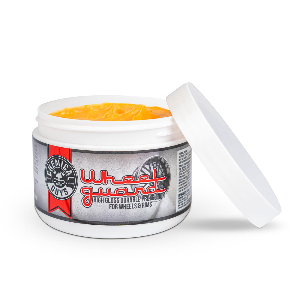 Chemical Guys Wheel Guard bottle with foam applicator ready for precise coating.