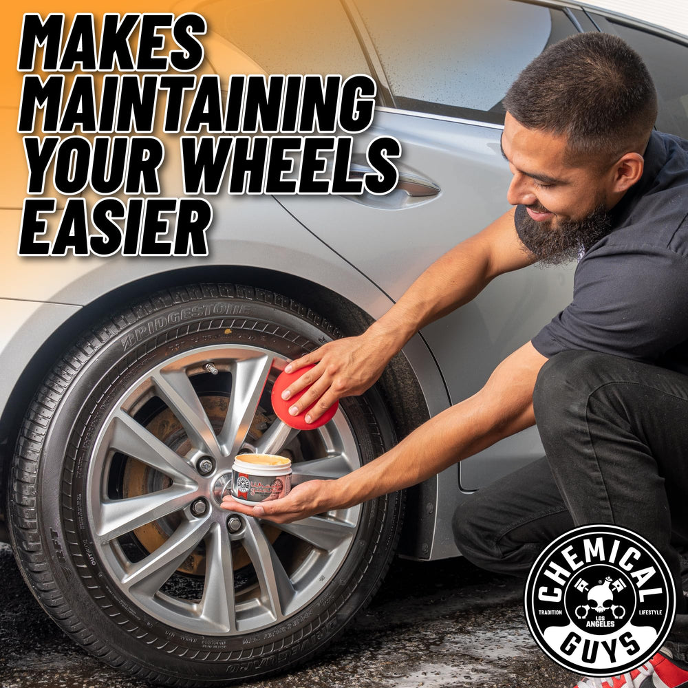Chemical Guys Wheel Guard showcases water beading for easier cleaning.