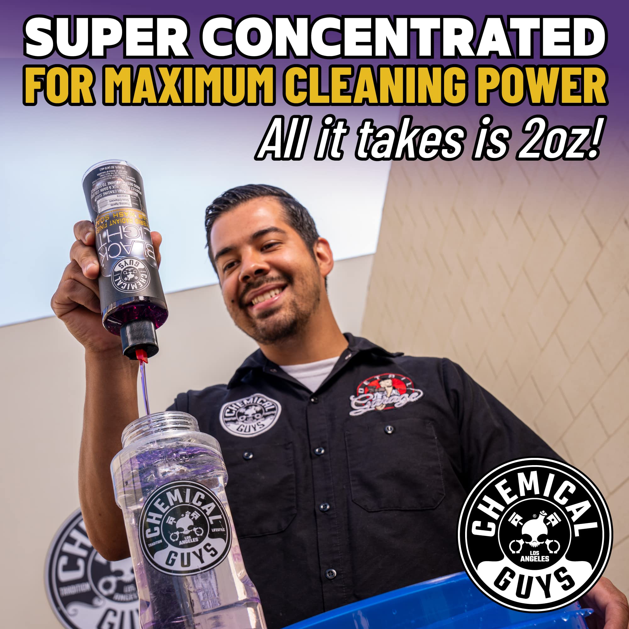 Chemical Guys Black Light 64oz half-gallon bottle provides ample supplies.
