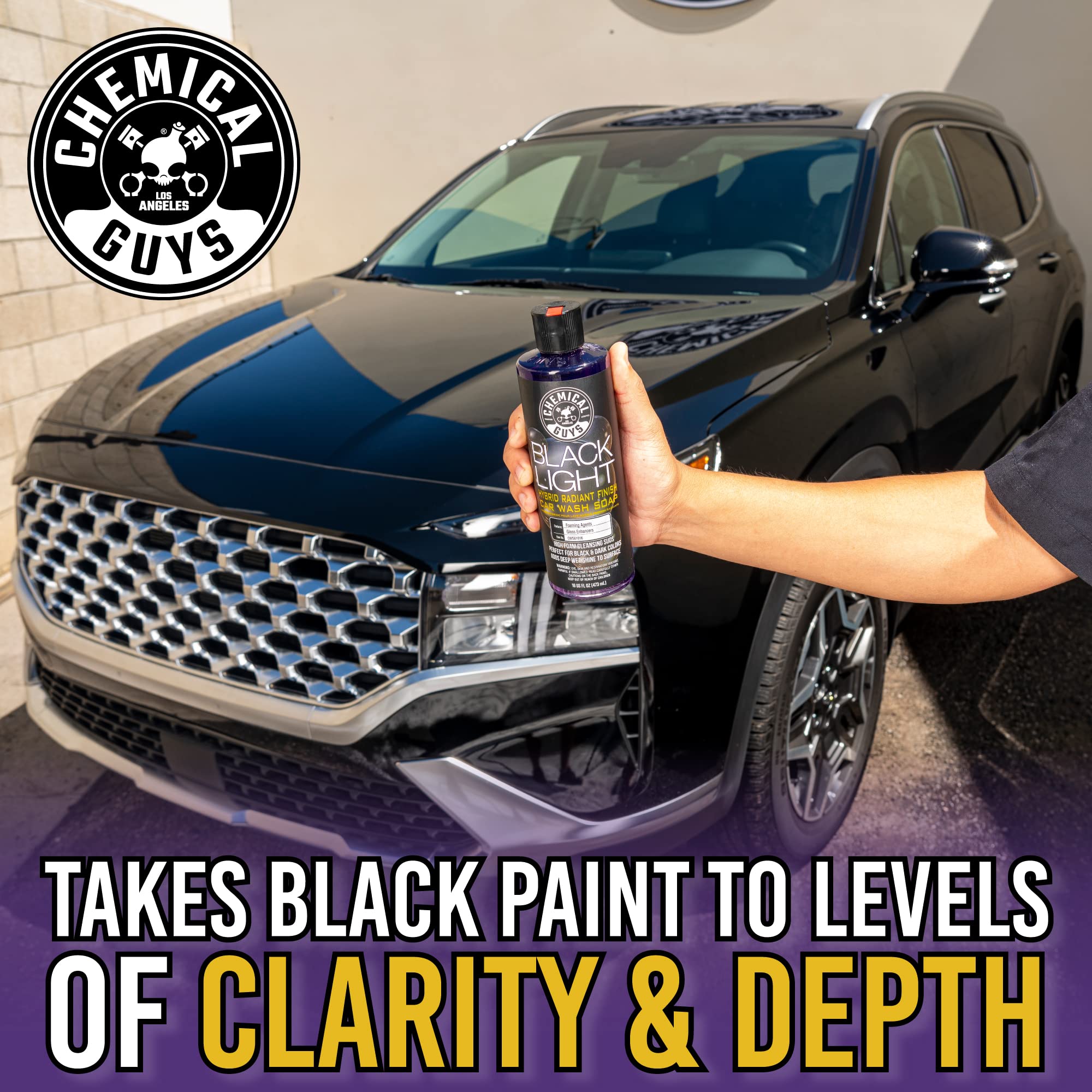 Chemical Guys Black Light foam cannon suds show thick clingy foam