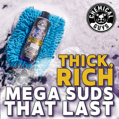 Chemical Guys Black Light thick foam lather clings for thorough washing.
