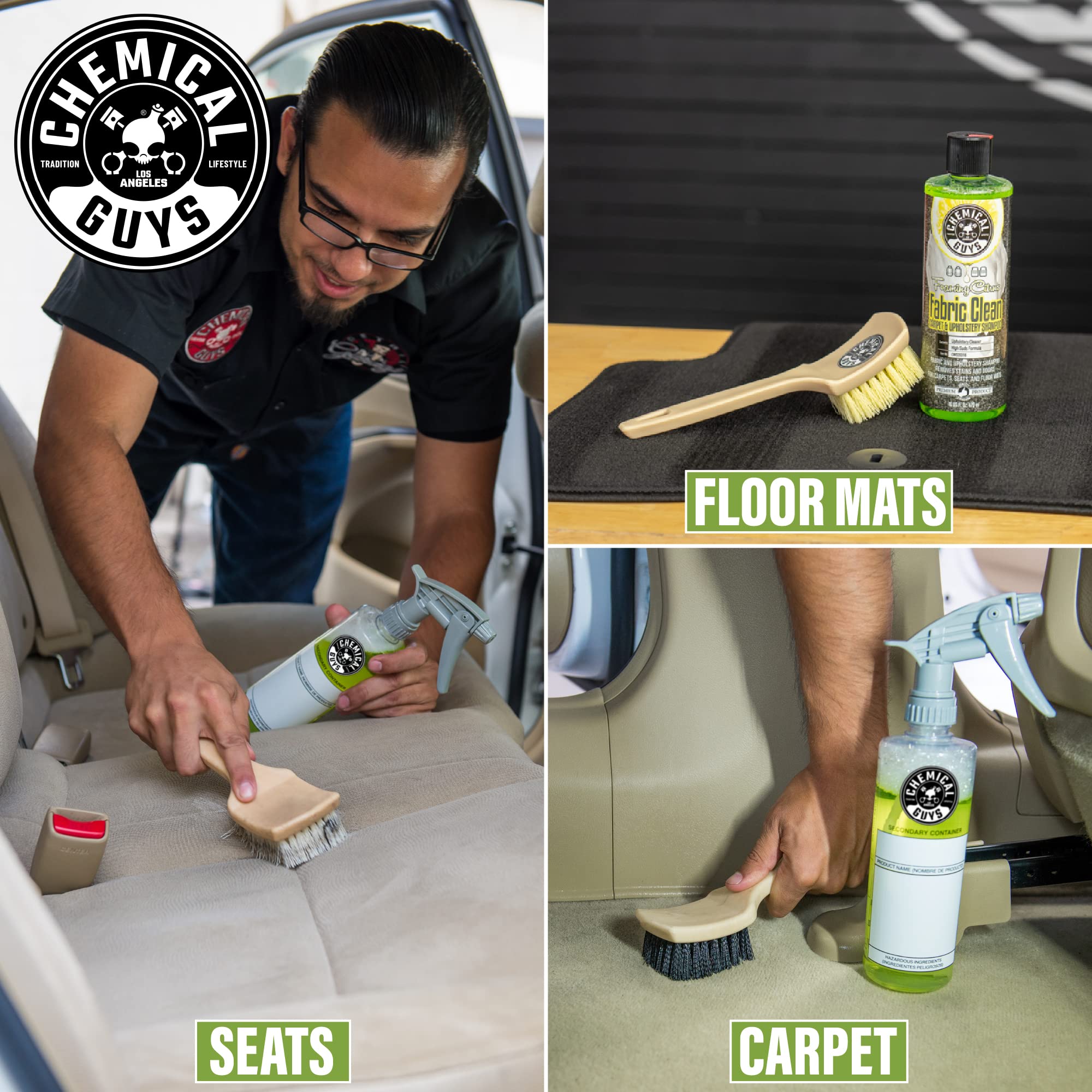 Car seat cleaning with Chemical Guys CWS203 foaming citrus citrus cleaner