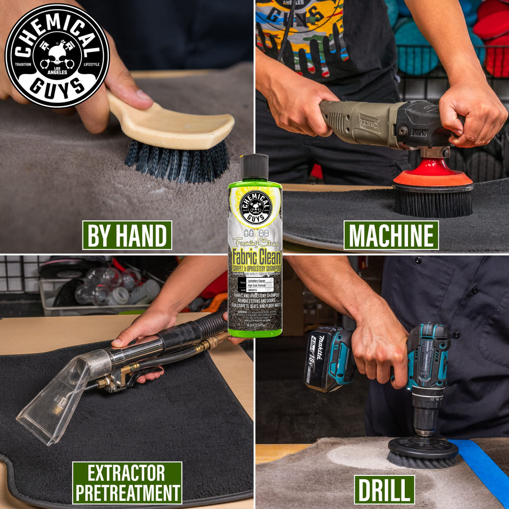 Carpet and upholstery cleaning results with Chemical Guys CWS203 foaming citrus cleaner
