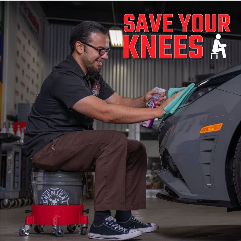 Chemical Guys detailing bucket interior with tools, organized storage solution