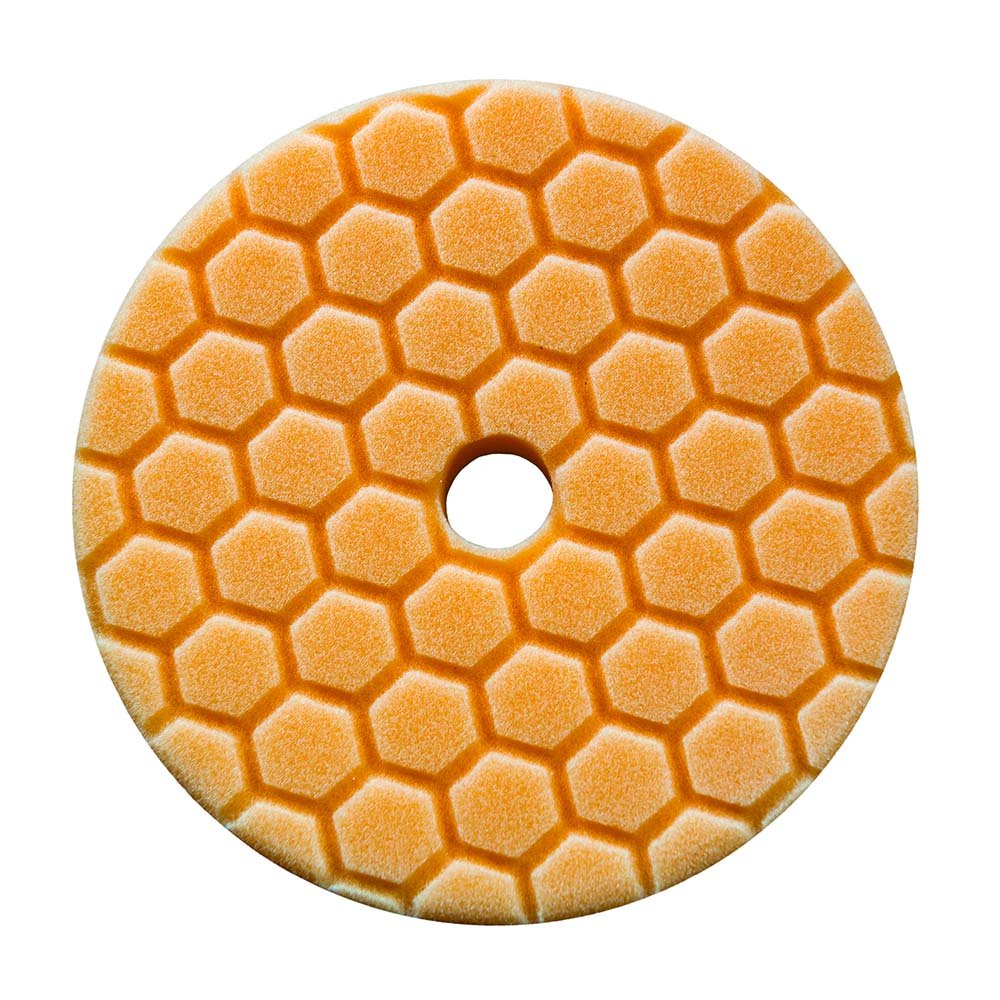 Chemical Guys Hex-Logic Quantum Orange pad front view for cutting light swirls