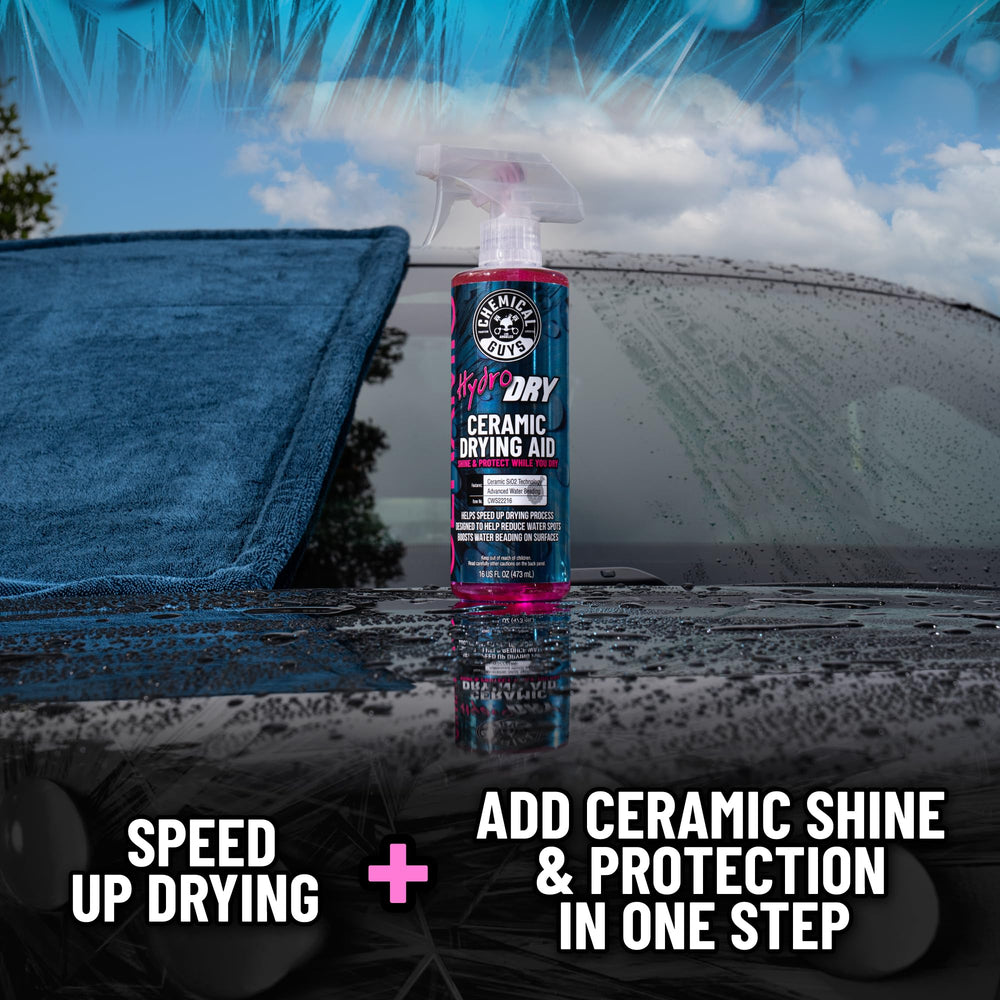 Chemical Guys HydroDry on wet surface speeds drying and reduces streaks.