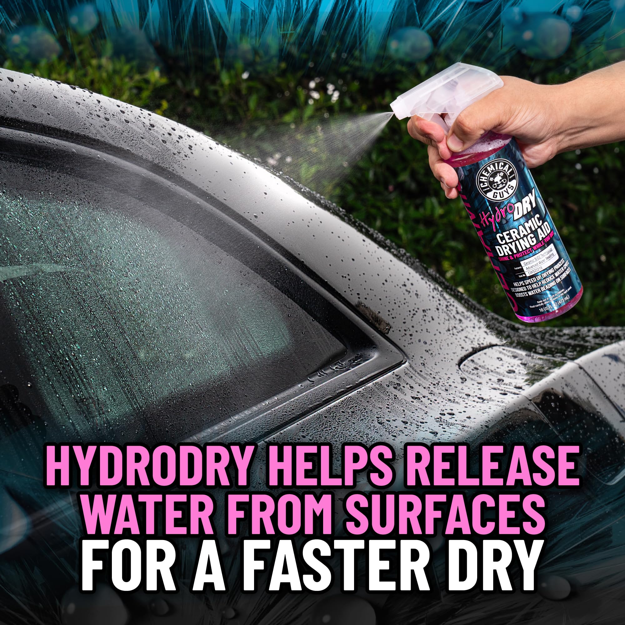 Chemical Guys HydroDry boosts gloss on paint for showroom shine.