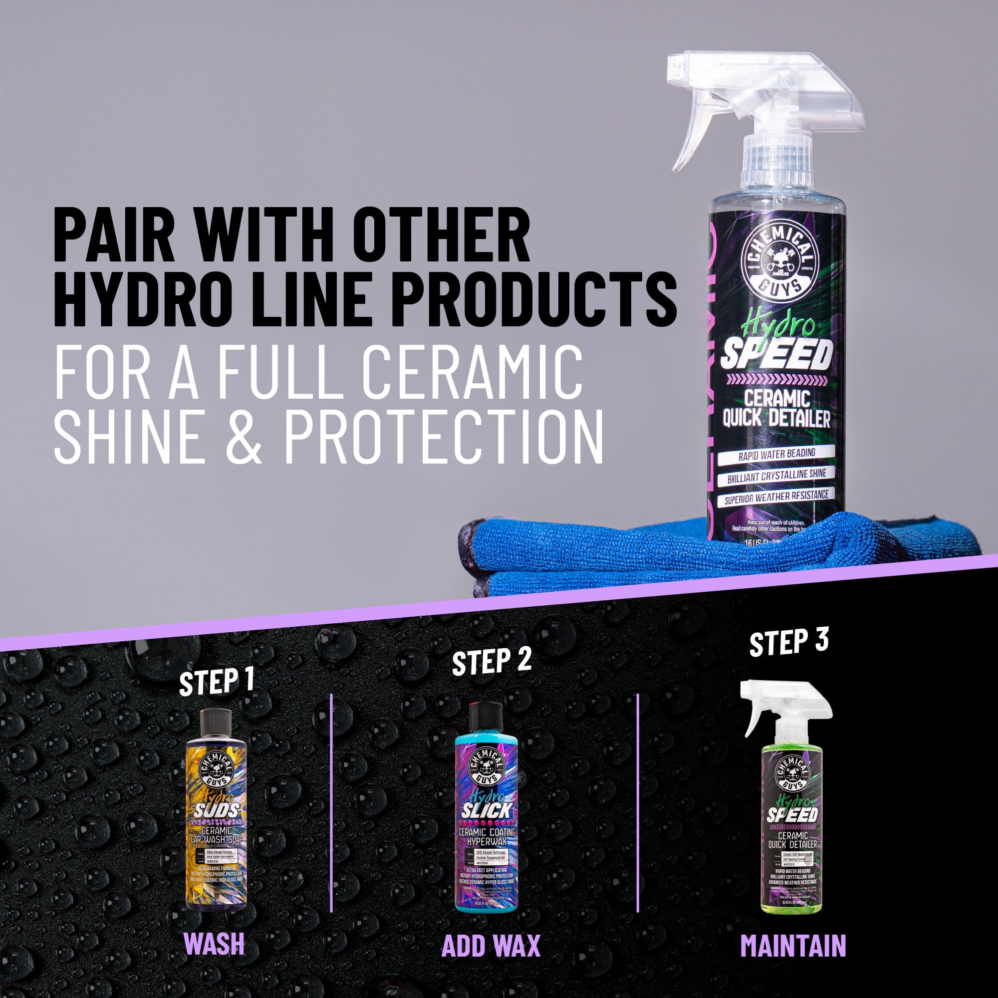 Chemical Guys HydroSpeed on glass for clearer visibility and streak-free results