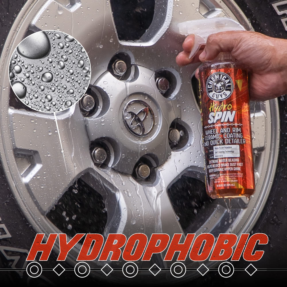 Chemical Guys HydroSpin coating on rim delivering durable ceramic shield
