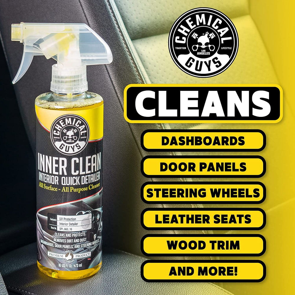 InnerClean spray-wipe-action delivering quick residue-free dashboard cleaning