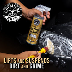 Chemical Guys Leather Serum bottle restoring soft, supple feel.
