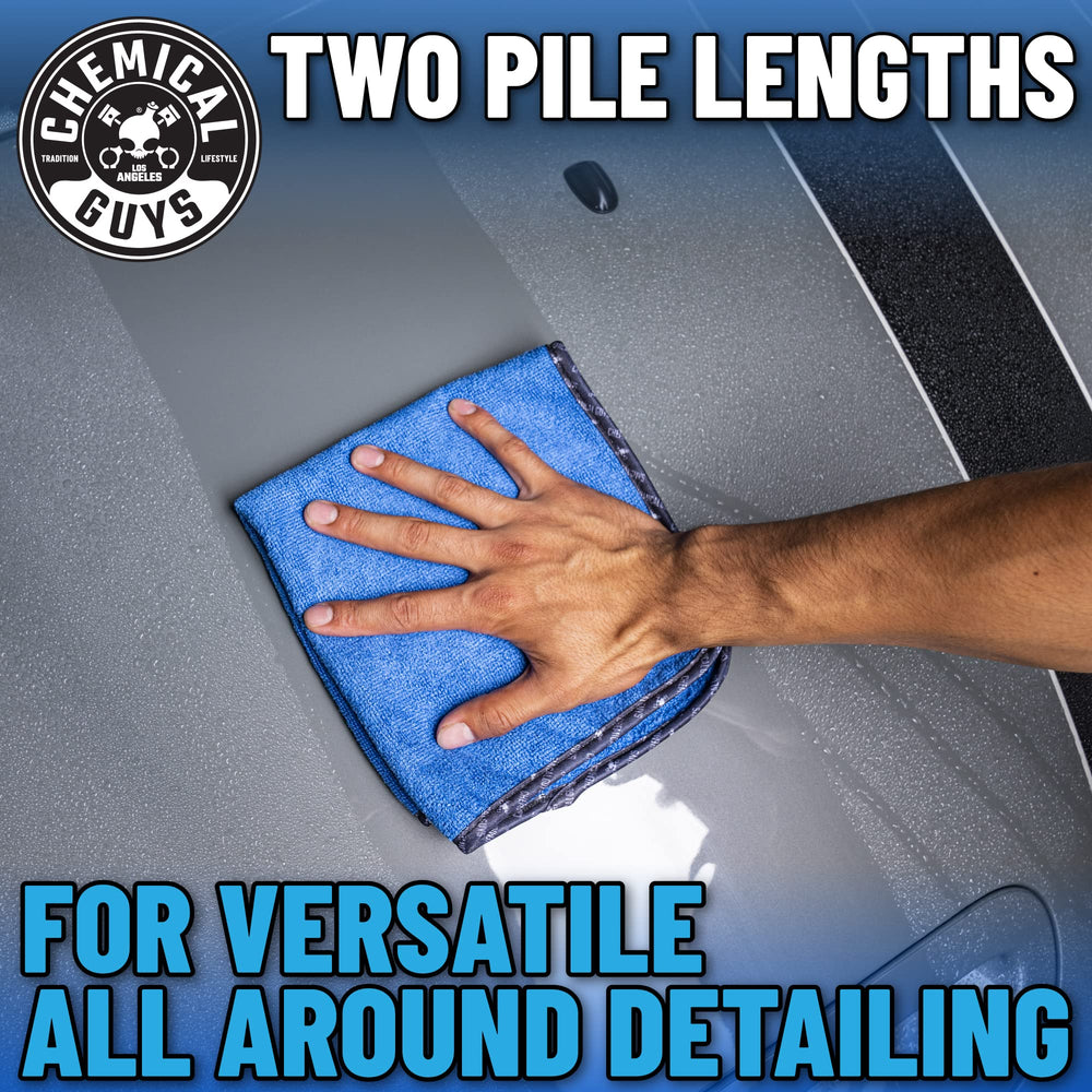 Chemical Guys MIC110012 blue microfiber towel pack supports a 12-pack value for detailing workflows