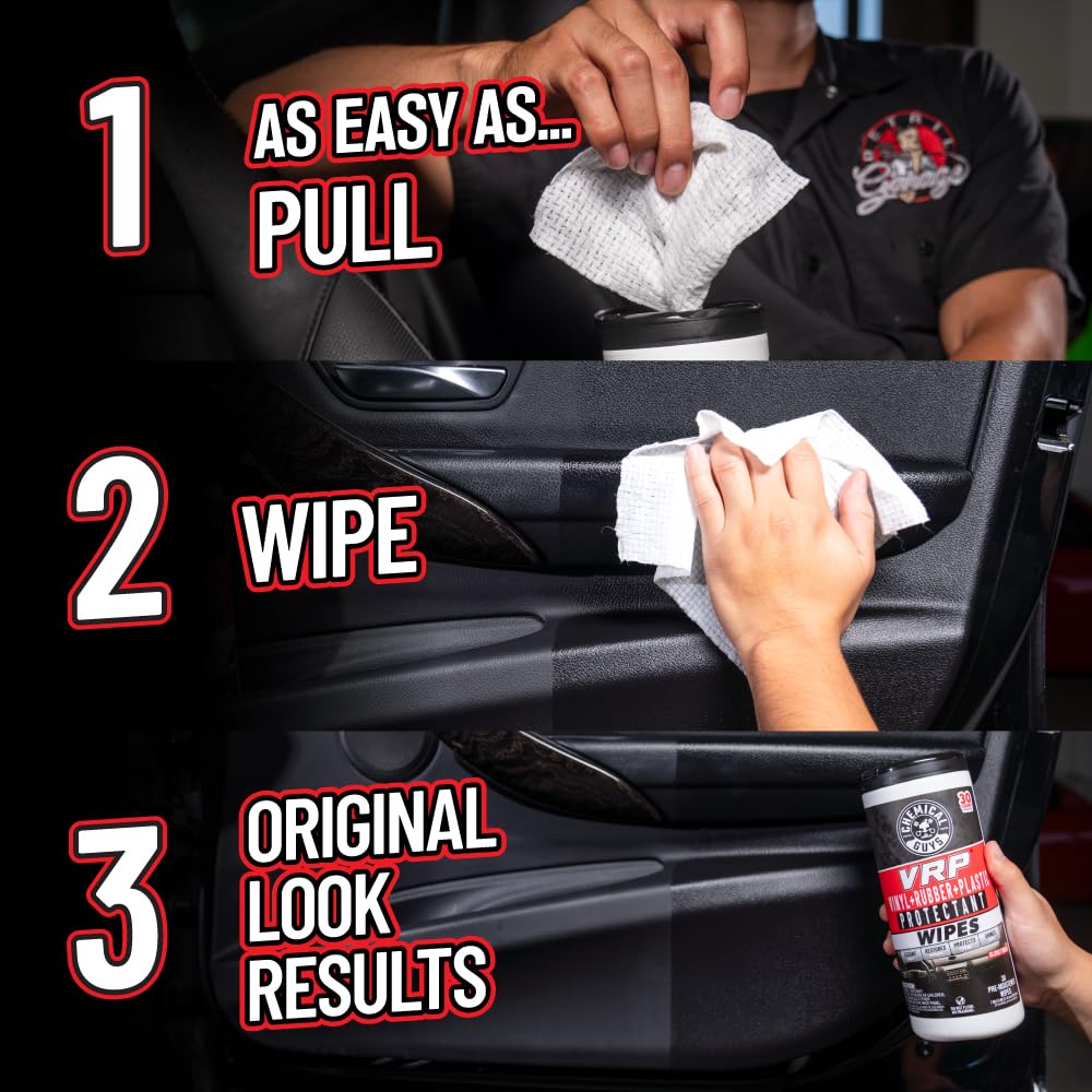 Chemical Guys VRP wipes applying shine to vinyl surface during use