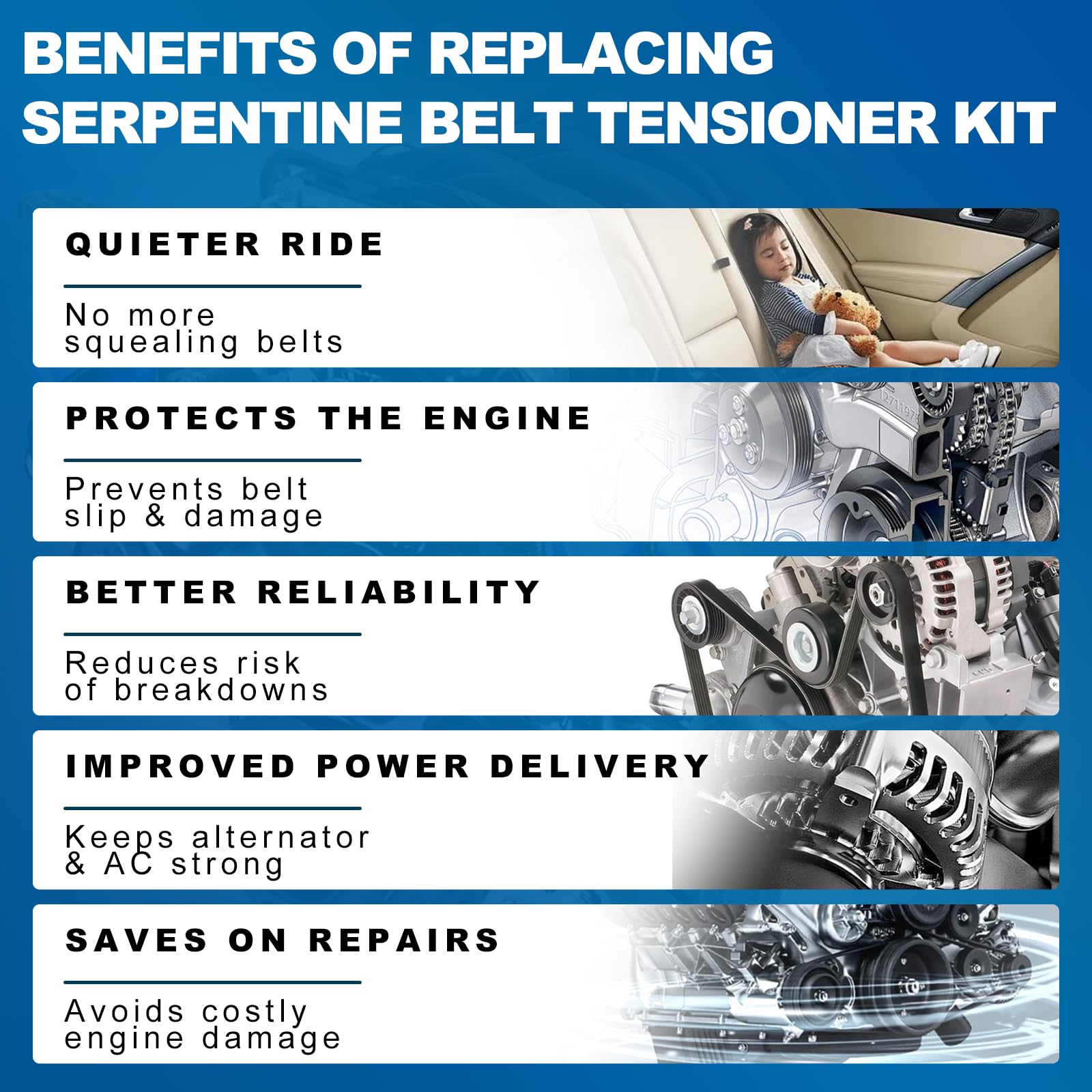 Cheyia AC belt tensioner kit installation guide supports correct setup.