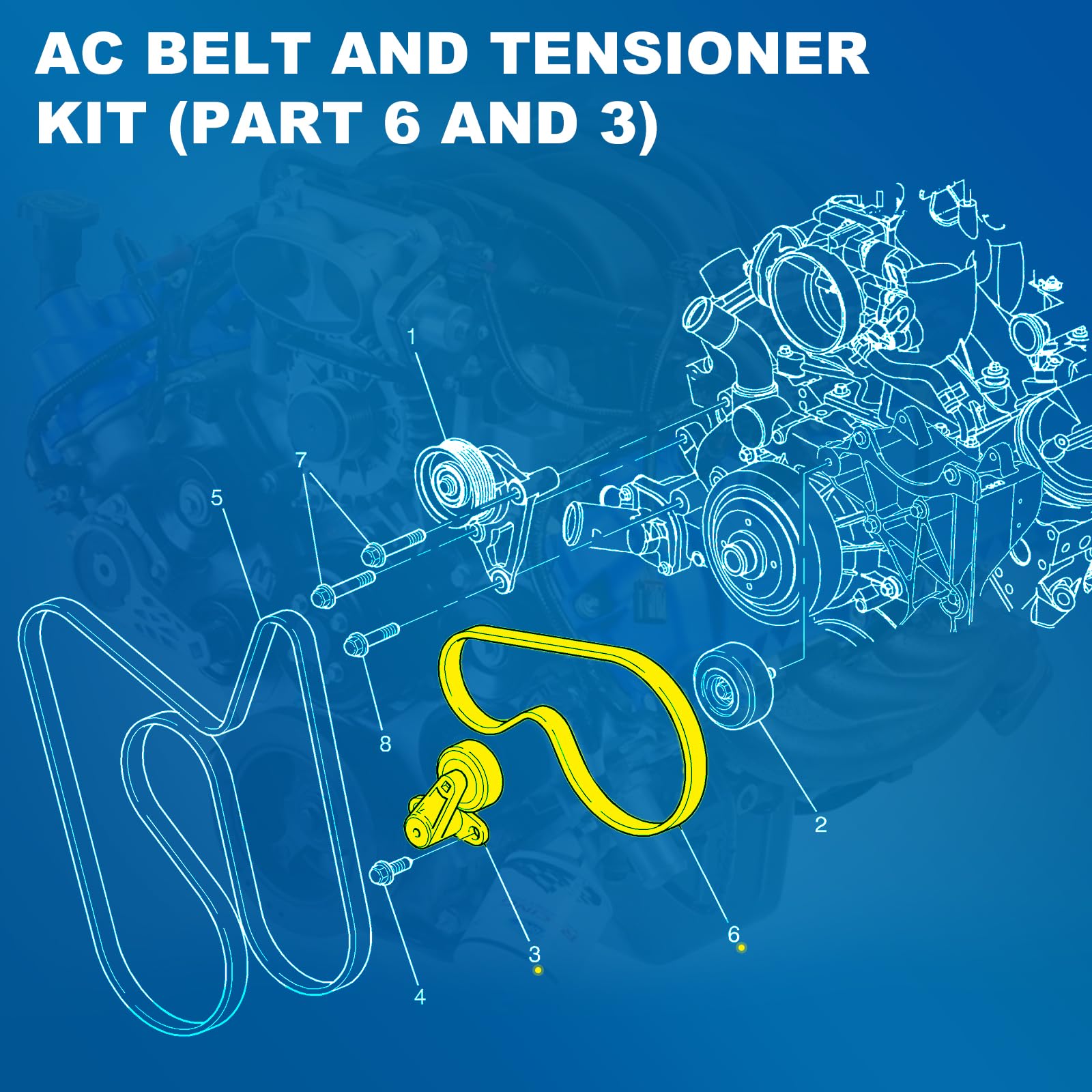 Cheyia tensioner kit with pulley and belt improves drive stability.