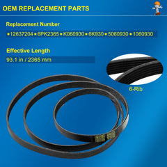 Cheyia serpentine belt provides quiet operation with a secure 6-rib design.