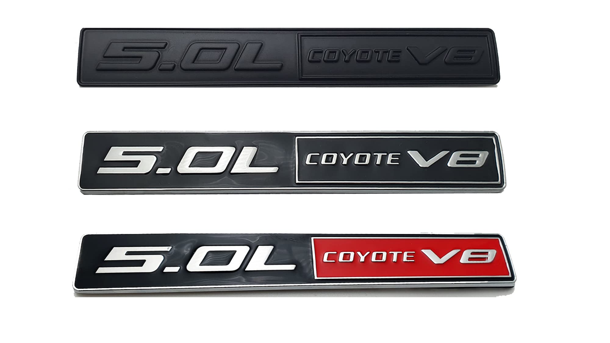 ChezMax 5.0L Coyote V8 emblem closeup, weather-resistant finish