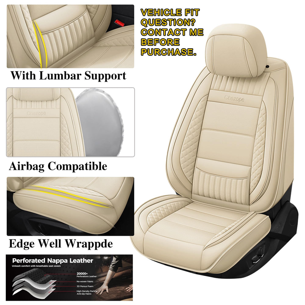 Chezope beige leather rear-center seat cover guards middle seating.