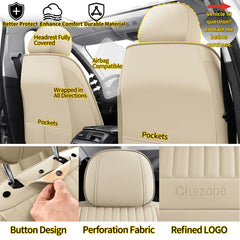 Chezope beige leather rear-right seat cover completes full-set protection.