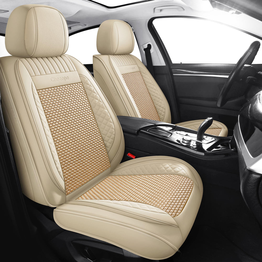 Chezope front seat cover with beige-stripes-b enhances interior style and protection.