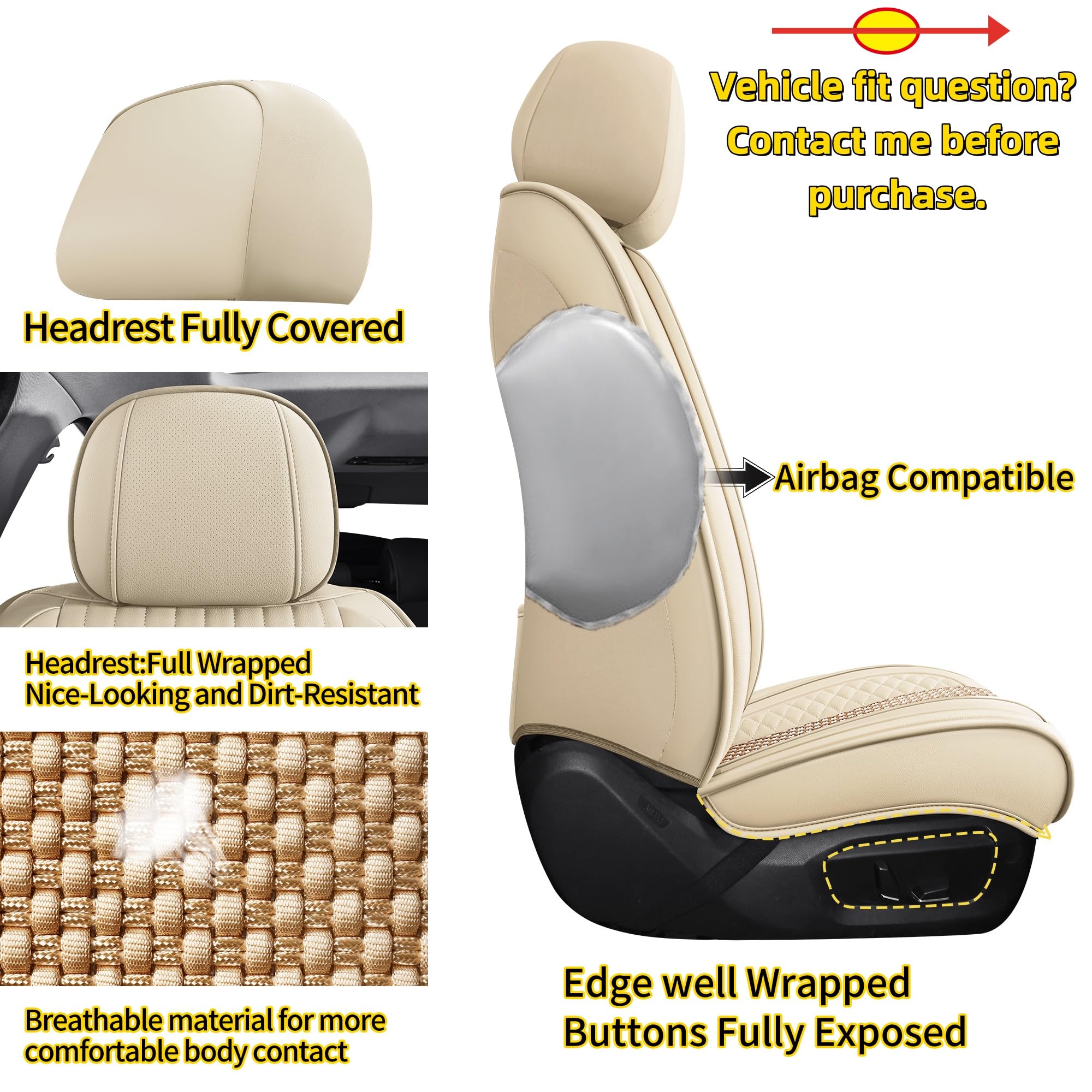 Chezope rear left seat cover beige-stripes-b protects upholstery during daily errands.