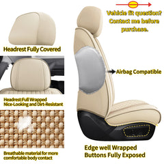Chezope rear left seat cover beige-stripes-b protects upholstery during daily errands.