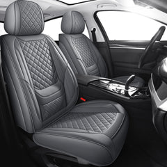 Chezope leather seat covers front pair with grey diamonds for durable protection and refined look.