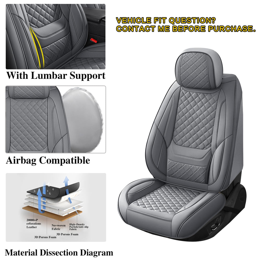Chezope leather seat covers rear seats with grey diamonds protect upholstery.