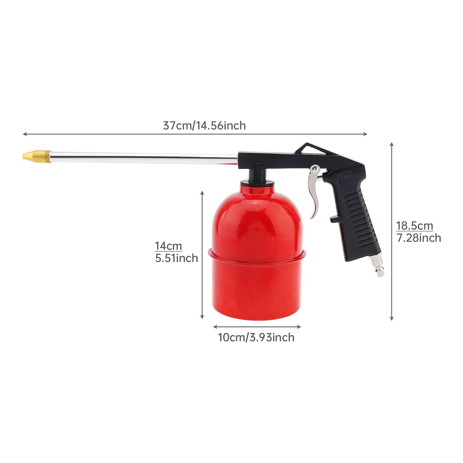 ChgImposs spray gun with quick-connect inlet fits most air systems.